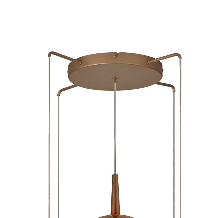 Mantra Elsa 5 Light Pendant Light With Gold Frame Complete With Clear, Chrome And Bronze Glas Shades