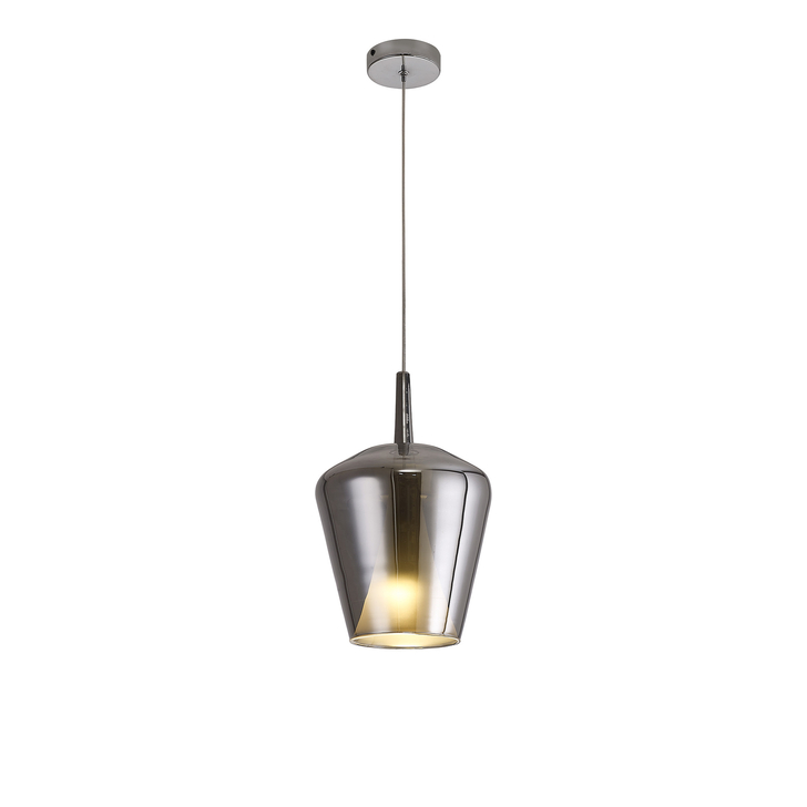 Mantra Elsa Silver Inverted Bell Glass Pendant Light Complete With Opal Cone Inner