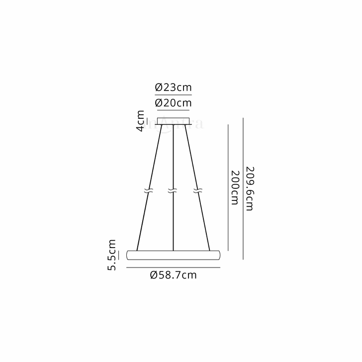 Mantra Flats 59cm White 1 Tier Led Ring Pendant Light - Dimmable - 3000K