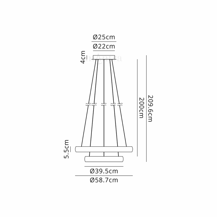 Mantra Flats 59cm White 2 Tier Led Ring Pendant Light - Dimmable - 3000K