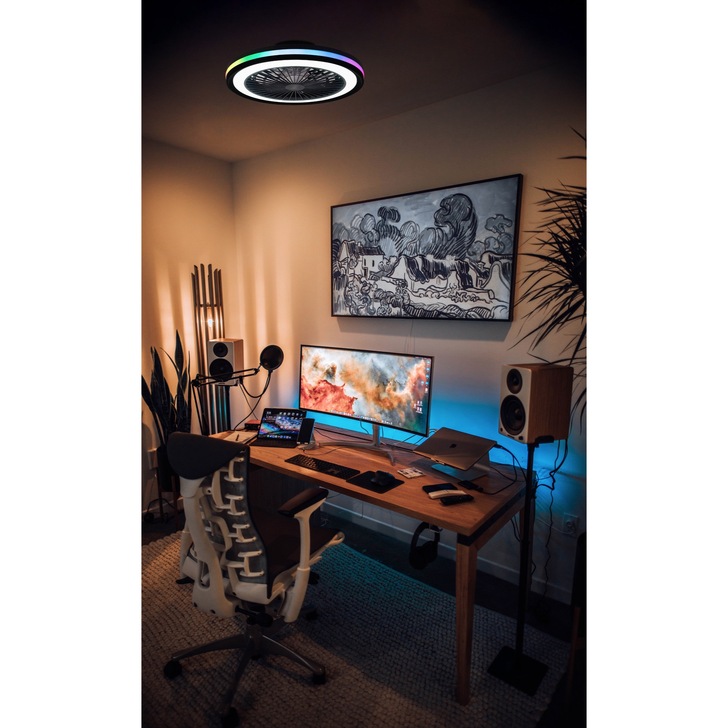 Mantra Gamer Black LED Colour Change Ceiling Fan Light C/W Remote Control