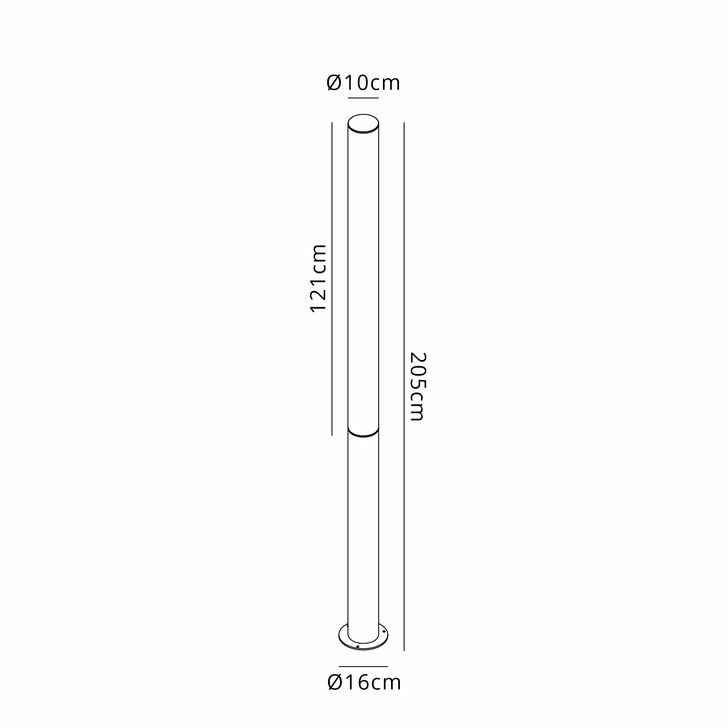 Mantra Gant Rust Brown Extra Large 205cm Bollard Post Lamp - IP65, 3000K LED
