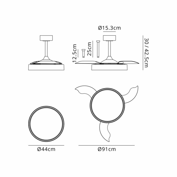 Mantra Glass 440mm Led Ceiling Fan Light Complete With Remote - 2700-5000K