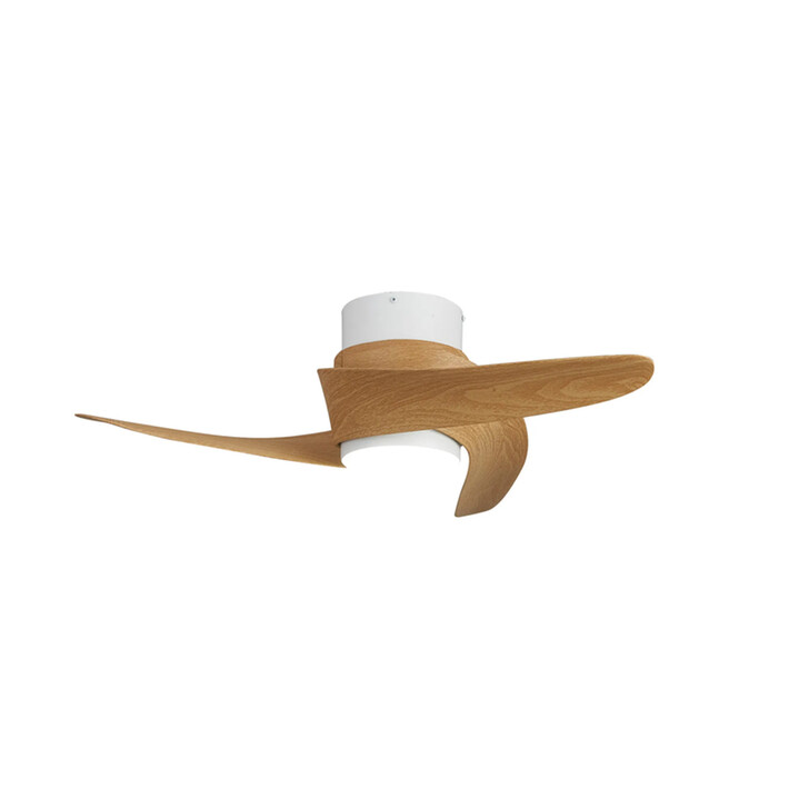 Mantra Groenland XS 79.5cm White And Wood Led Ceiling Fan Light C/w Remote Control 2700-5000K