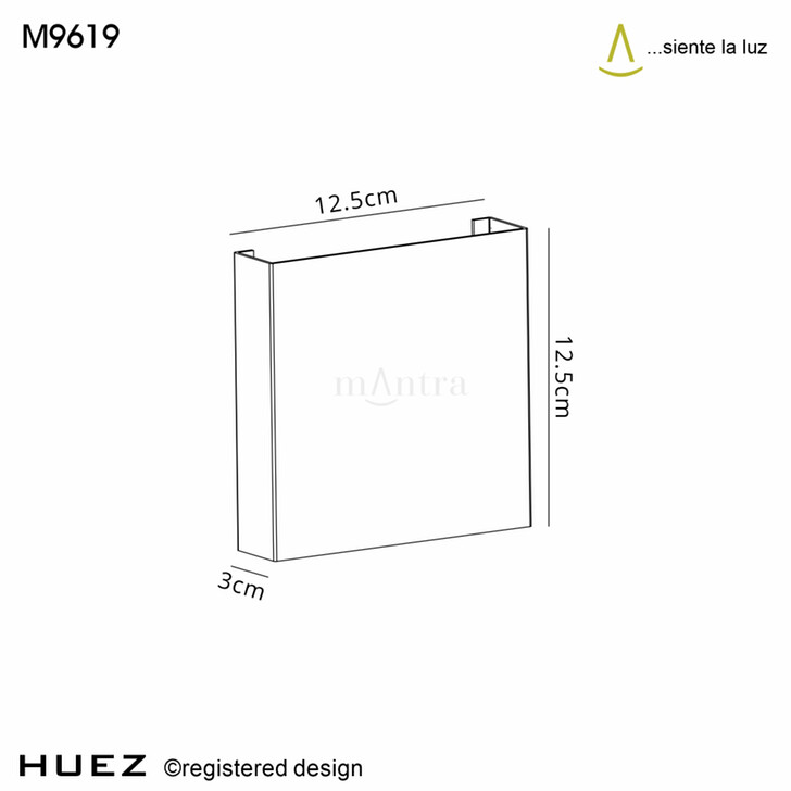 Mantra Huez Square 1 Light Black Led Exterior Wall Light - IP65 - 3000K