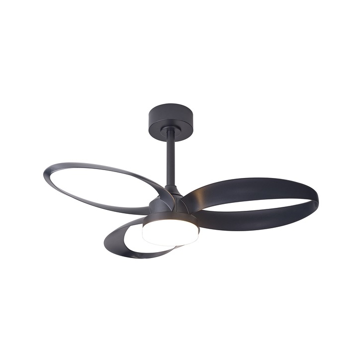 Mantra Infinity Semi-Flush Black Led Ceiling Fan Light Complete With Remote Control - 2700-5000K