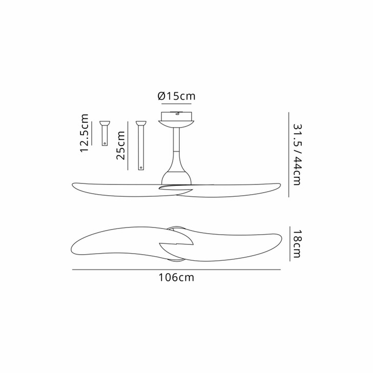 Mantra Ipanema Twin Blade White Semi-Flush Led Ceiling Fan With Remote