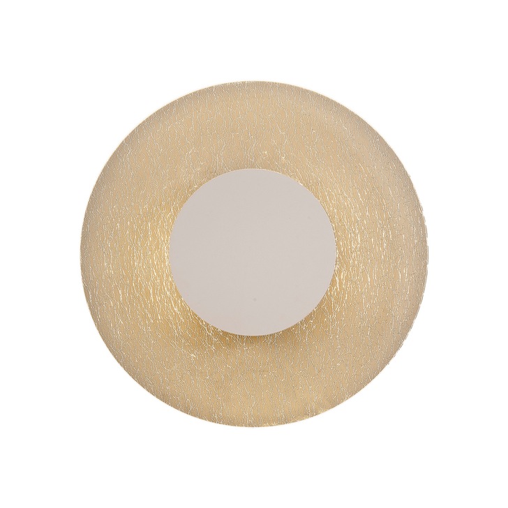 Mantra Jewel White & Crackled Acrylic Large Round LED Wall Light - 3000K