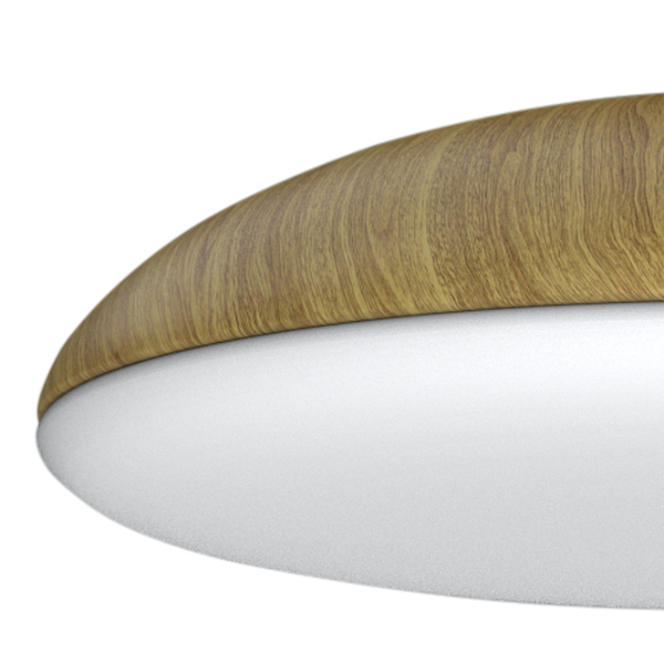 Mantra Kazz Large Wood Effect Flush 6 Light Ceiling Light Complete With White Diffuser