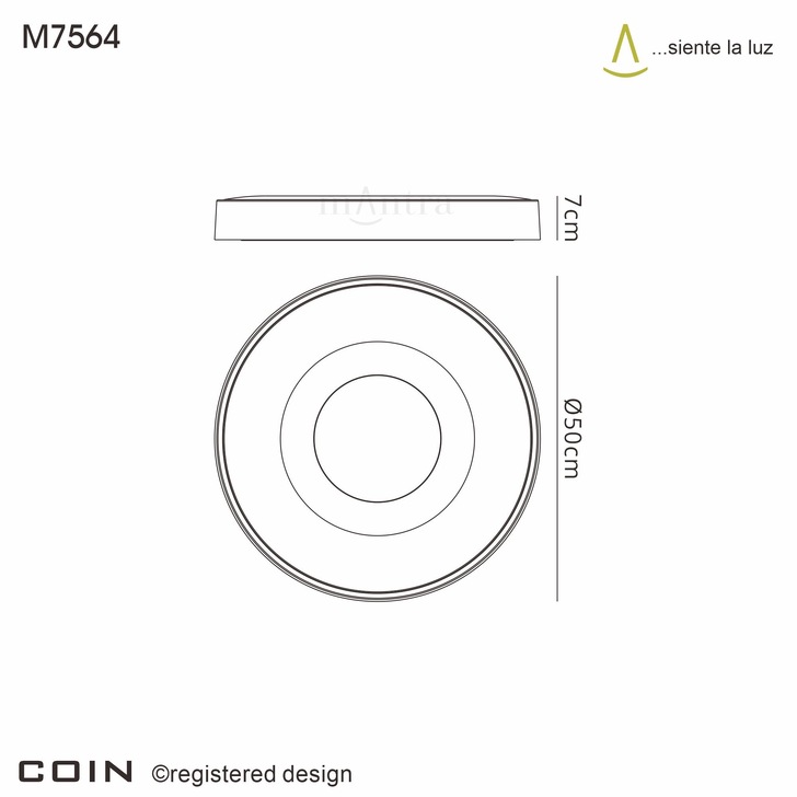 Mantra Large Coin 80W LED Round Ceiling Light Black