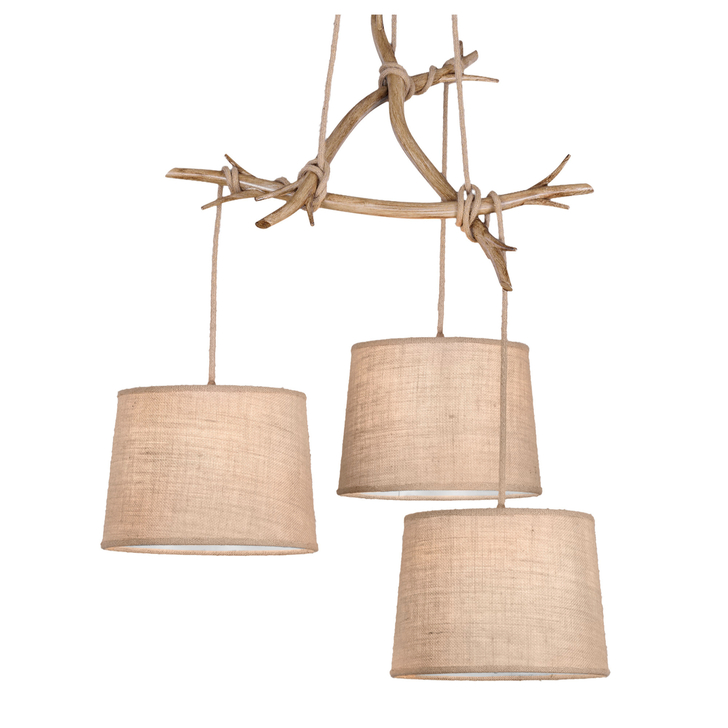 Mantra M6176 Sabina Imitation Wood 3 Light complete With Linen Shades