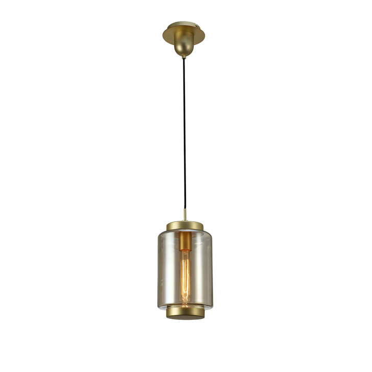 Mantra M6201 Jarras Matt Gold/Cognac Glass 20cm Round Glass Pendant