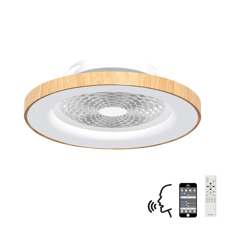 Mantra M7126 Tibet Wood Effect/White Ceiling Fan Light C/W Remote Control