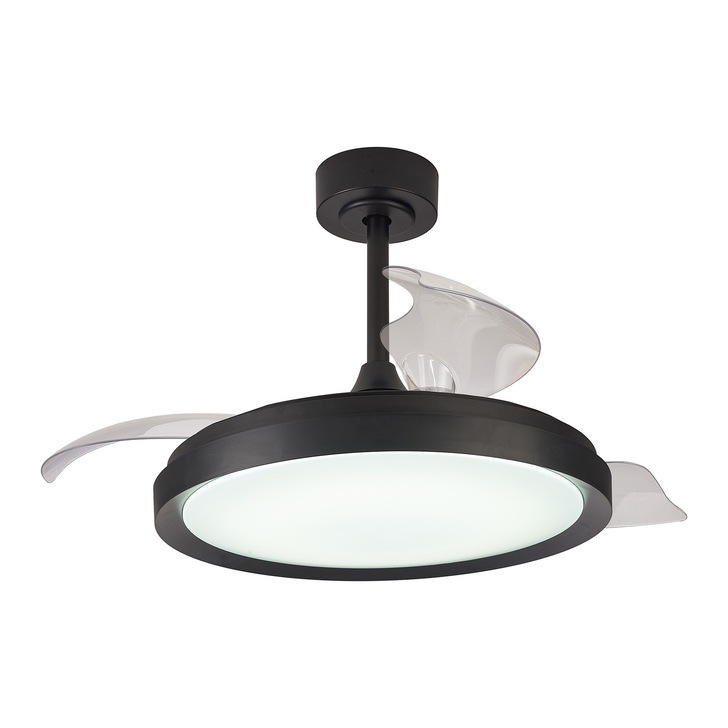 Mantra Mistral Large Black Suspended Led Ceiling Fan Light Complete With Remote Control - 2700K - 5000K