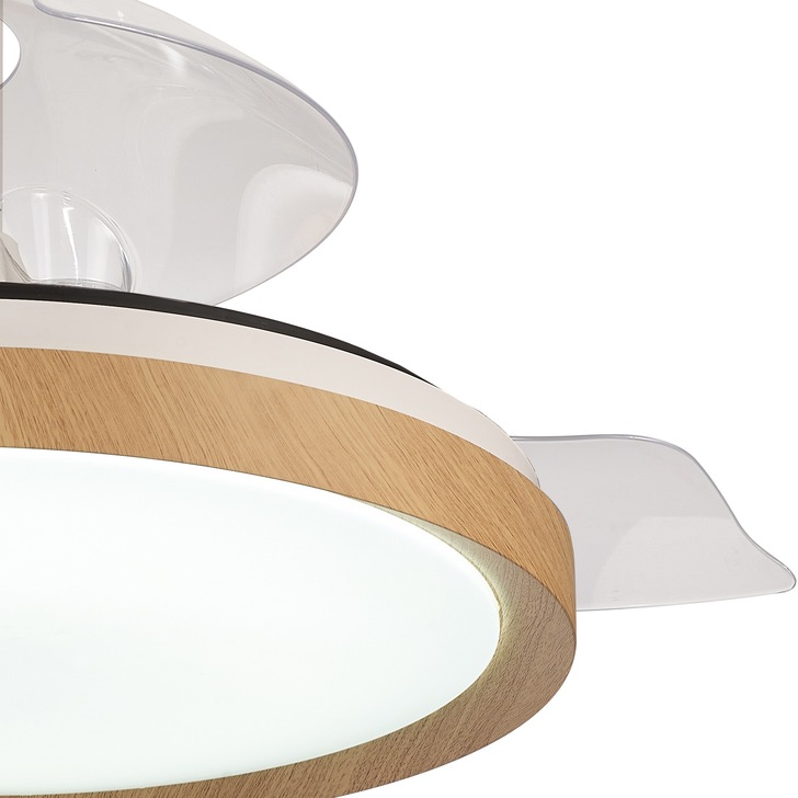 Mantra Mistral Large Wood Effect Suspended Led Ceiling Fan Light Complete With Remote Control - 2700K - 5000K