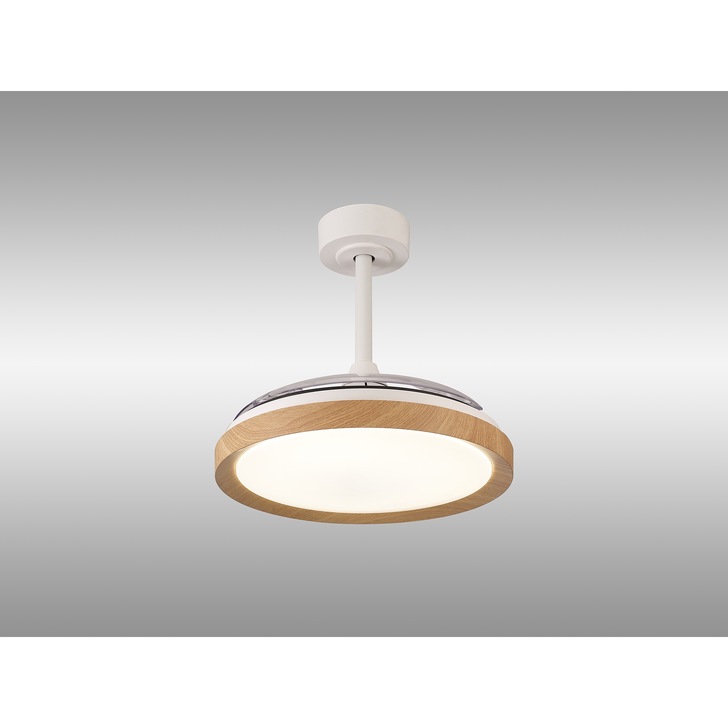 Mantra Mistral Mini Wood Effect Suspended Led Ceiling Fan Light Complete With Remote Control - 2700K - 5000K