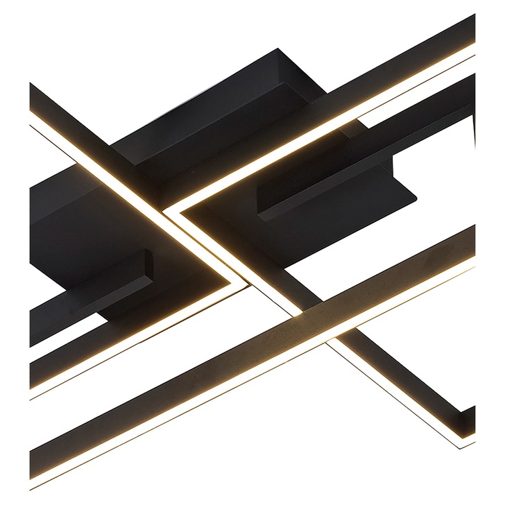 Mantra Mural LED Rectangular Flush Ceiling Light Matt Black Dimmable - 3000K