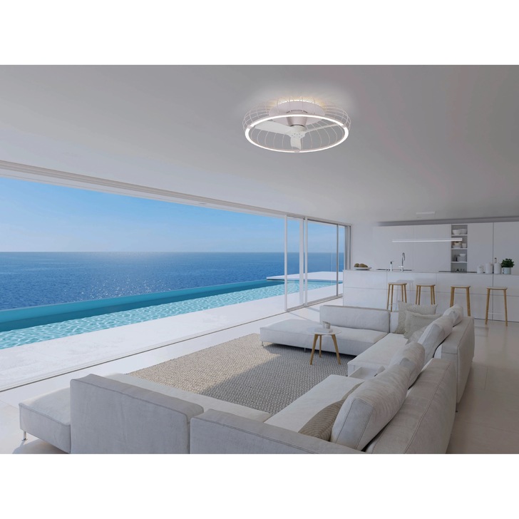 Mantra Nature White LED Ceiling Light With Built-In Reversible Fan C/W Remote Control