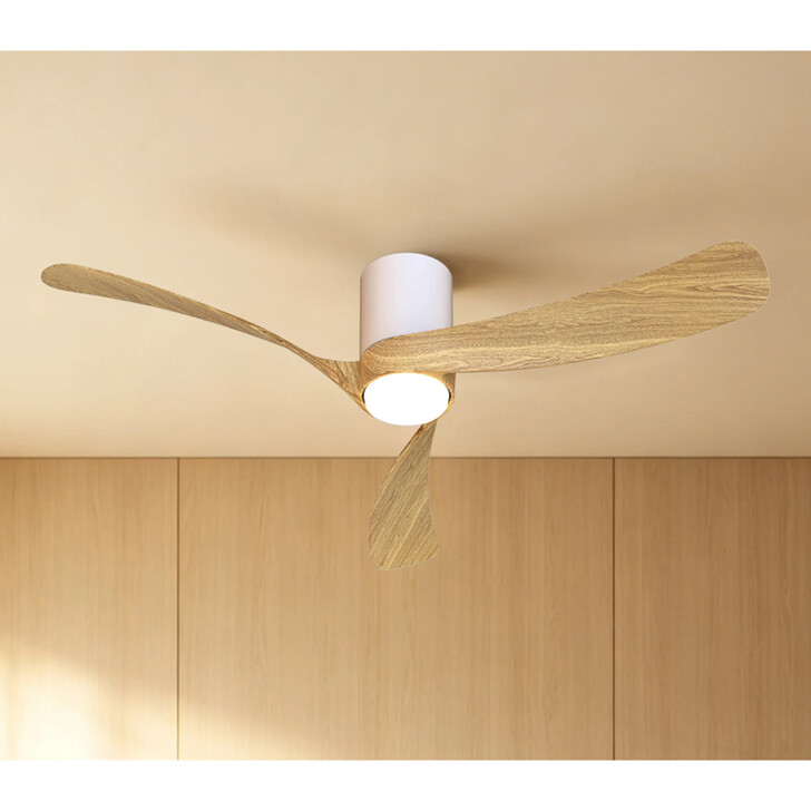 Mantra Nemo II M White And Wood Led Ceiling Fan Light Complete With Remote - 3000-5000K