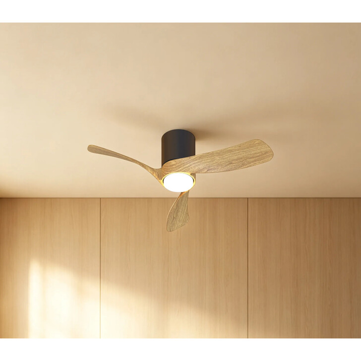 Mantra Nemo II Xs Wood And Black Led Ceiling Fan Light Complete With Remote - 3000-5000K