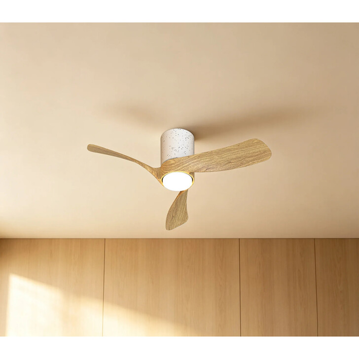 Mantra Nemo II XS Wood And White Led Ceiling Fan Light C/W Remote Control - 3000K - 5000K