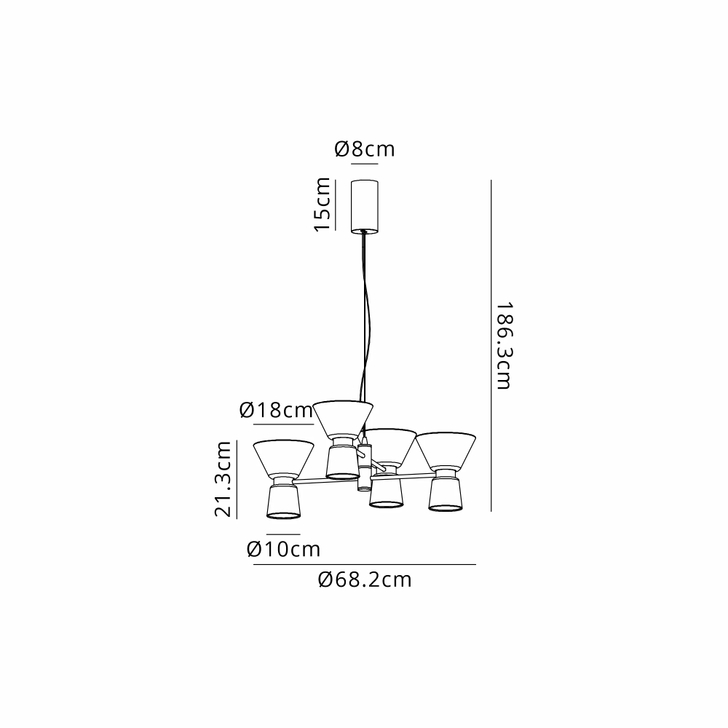 Mantra New York Gold/Glass Led 4 Light Pendant - 3000K