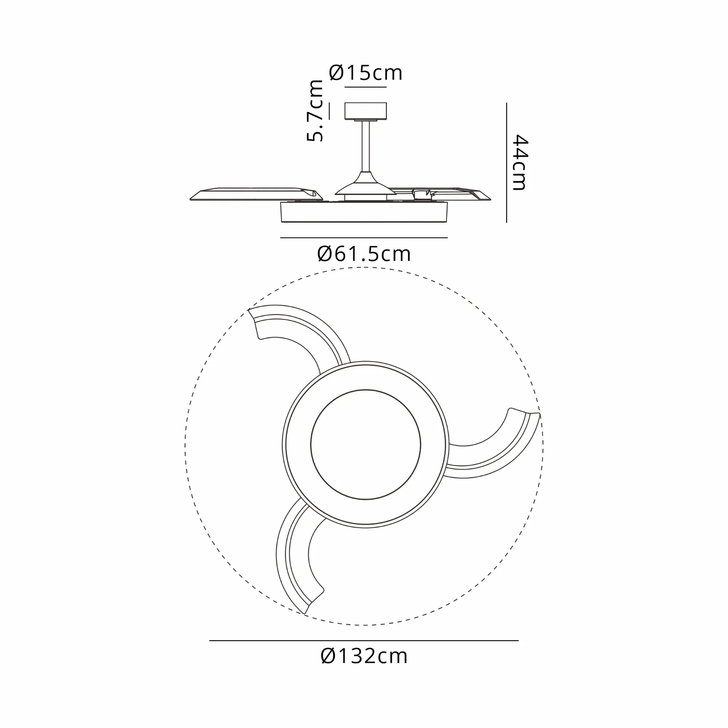 Mantra Niseko Fan L 62cm 40W LED Dimmable Ceiling Light With Built-In 40W DC Fan: 2700-5000K Remote Control: 4400lm: White