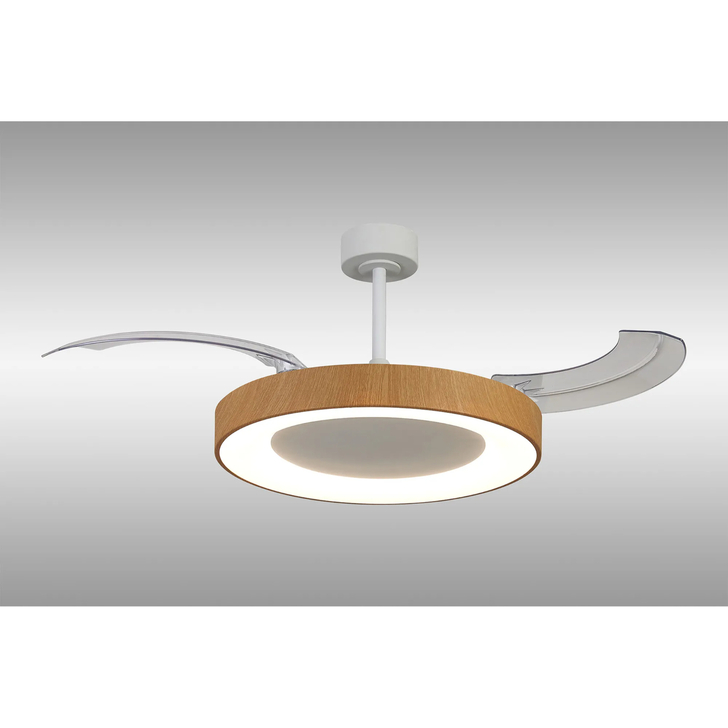 Mantra Niseko Fan L 62cm 40W LED Dimmable Ceiling Light With Built-In 40W DC Fan: 2700-5000K Remote Control: 4400lm: White/Wood