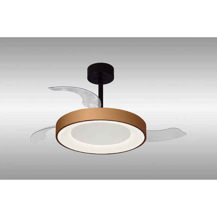 Mantra Niseko Fan M 49cm 50W LED Dimmable Ceiling Light With Built-In 30W DC Fan: 2700-5000K Remote Control: 5500lm: Gold/Black