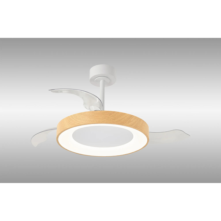 Mantra Niseko Fan M 49cm 50W LED Dimmable Ceiling Light With Built-In 30W DC Fan: 2700-5000K Remote Control: 5500lm: Wood