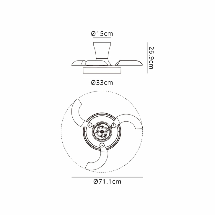 Mantra Niseko Fan XS 33cm 25W LED Dimmable Ceiling Light With Built-In 25W DC Fan: 2700-5000K Remote Control: 2500lm: White