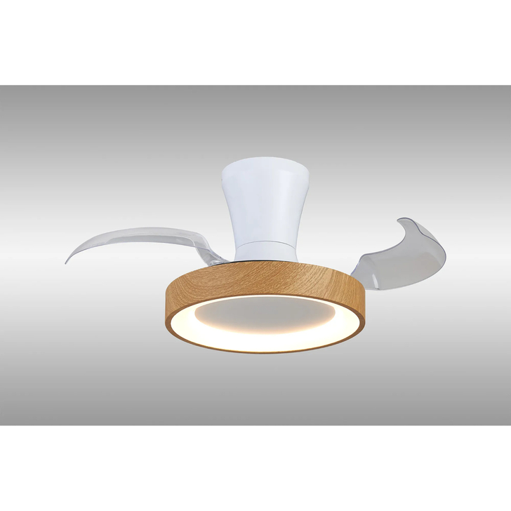 Mantra Niseko Fan XS 33cm 25W LED Dimmable Ceiling Light With Built-In 25W DC Fan: 2700-5000K Remote Control: 2500lm: Wood/White