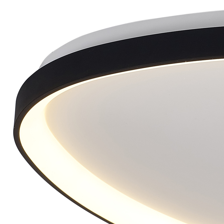 Mantra Niseko II 61cm Led Black Triangular Flush Led Ceiling Light In White Complete With Remote Control & App - 2700K-6000K