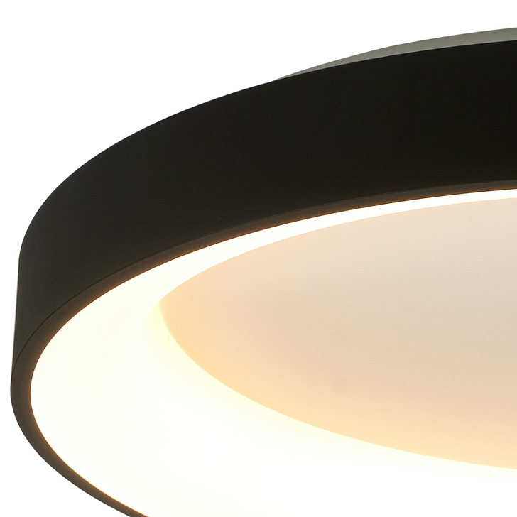 Mantra Niseko II Large 65cm LED Black Flush Ring Ceiling Light Complete With Remote Control & App - 2700K-6000K Tuneable