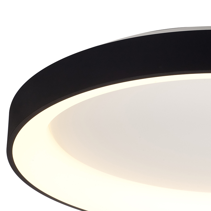 Mantra Niseko II Large 78cm LED Black Flush Ring Ceiling Light Complete With Remote Control & App - 2700K-6000K Tuneable