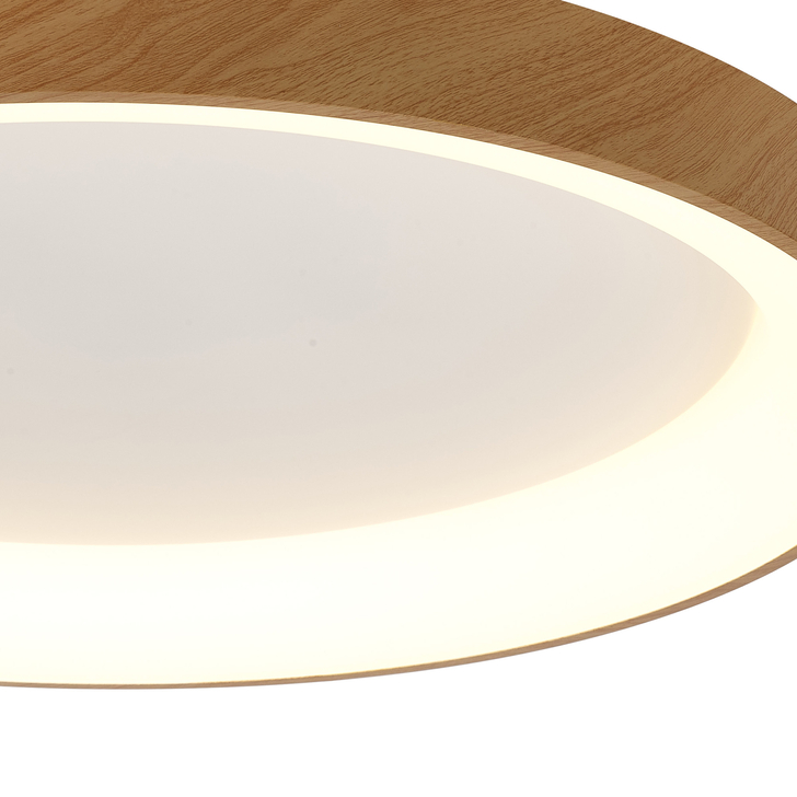 Mantra Niseko II Large 78cm LED Wood Flush Ring Ceiling Light Complete With Remote Control & App - 2700K-6000K Tuneable