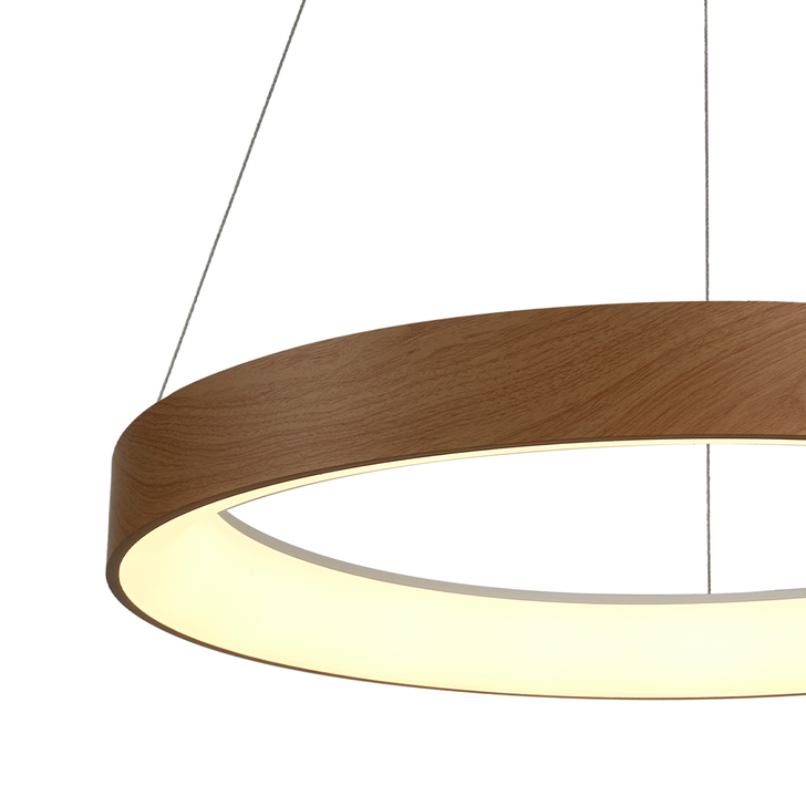 Mantra Niseko II Medium 50cm LED Wood Ring Pendant Complete With Remote Control & App - 2700K-6000K Tuneable