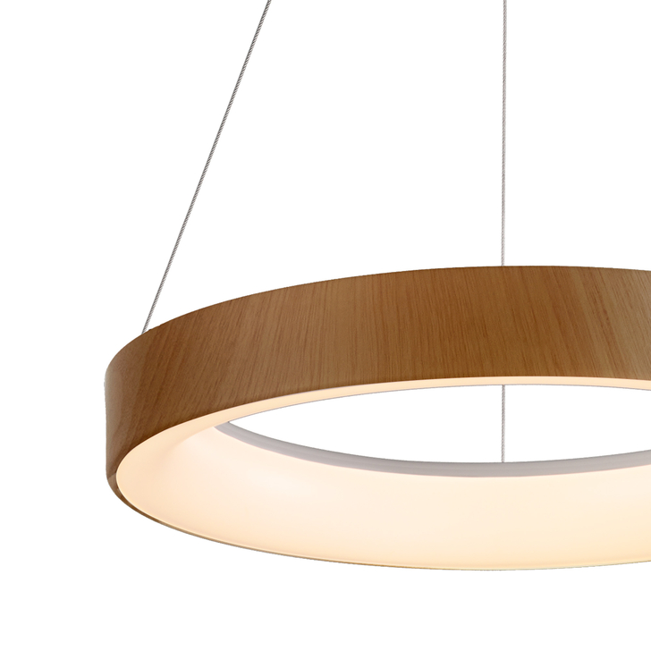 Mantra Niseko II Small 38cm LED Wood Ring Pendant Complete With Remote Control & App - 2700K-6000K Tuneable