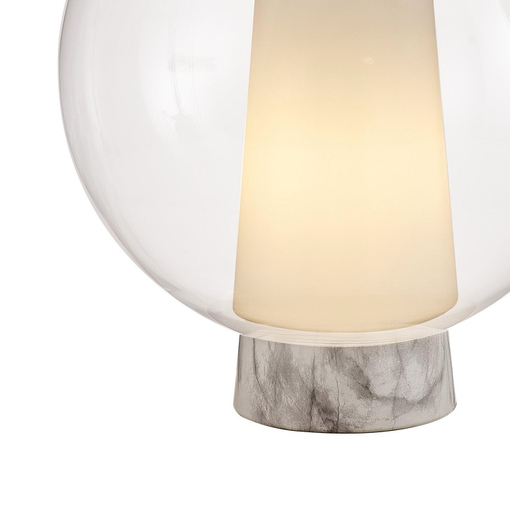 Mantra Nora Globe Table Lamp With Clear Glass, Frosted Inner And Marble Detailing