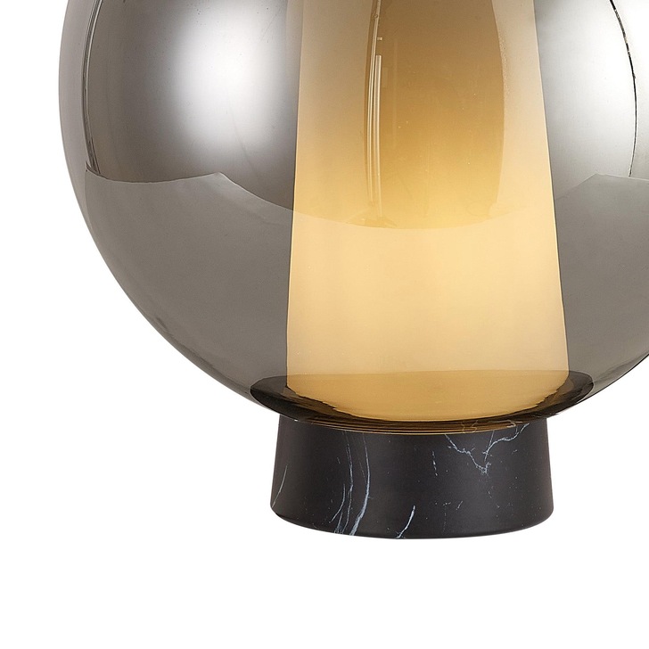 Mantra Nora Globe Table Lamp With Smoked Glass, Frosted Inner And Marble Detailing