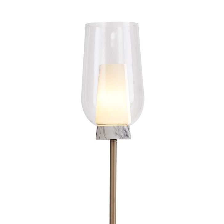 Mantra Nora Gold Floor Lamp With Clear Glass, Frosted Inner And Marble Detailing