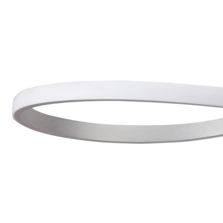 Mantra Nur Silver/Frosted Large Semi Flush Ring Led Ceiling Light - 3000K