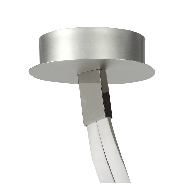 Mantra Nur Silver/Frosted Large Twin Spiral Semi Flush Led Ceiling Light - 3000K