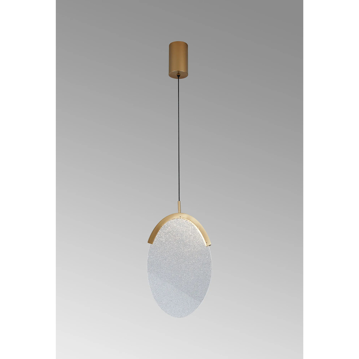 Mantra Oasis 25.5cm Single Pendant Gold With Unique Acrylic Lens: 12W LED: 3000K: Triac Dimmable