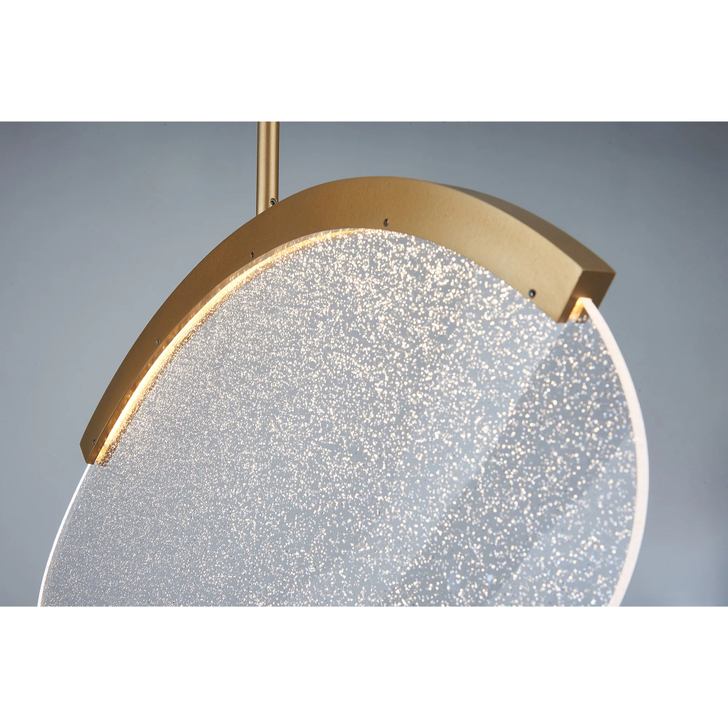 Mantra Oasis 39cm Single Pendant Gold With Unique Acrylic Lens: 12W LED: 3000K: Triac Dimmable