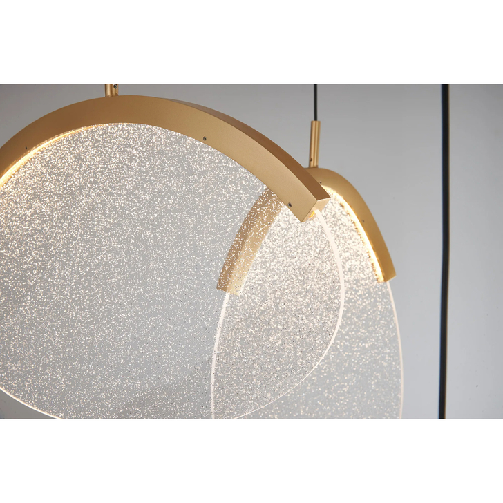 Mantra Oasis 90cm 5 Light Cluster Pendant Gold With Unique Acrylic Lens: 65W LED: 3000K: Triac Dimmable