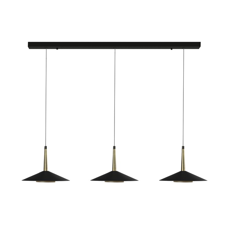 Mantra Orion 3 Light LED Linear Bar Pendant Black & Antique Brass - 3000K