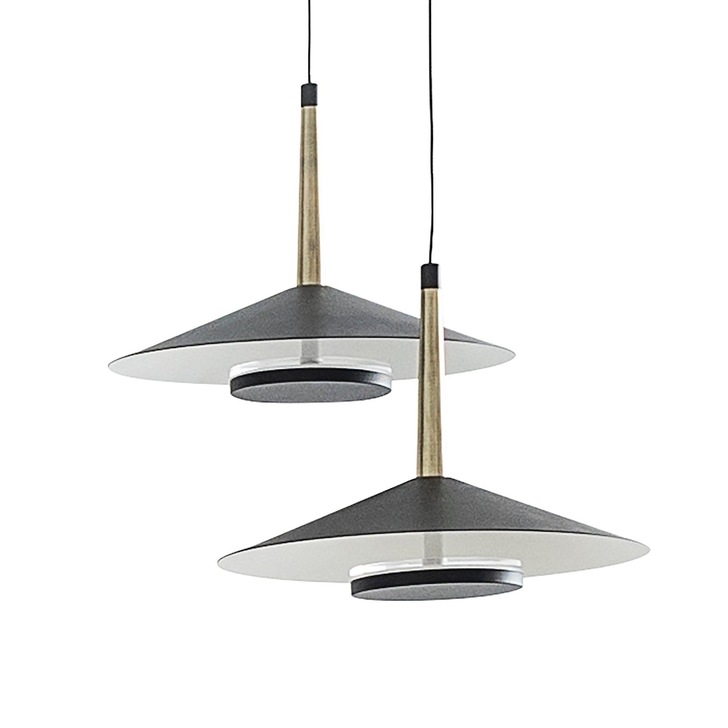 Mantra Orion 4 Light LED Linear Pendant Black & Antique Brass - 3000K