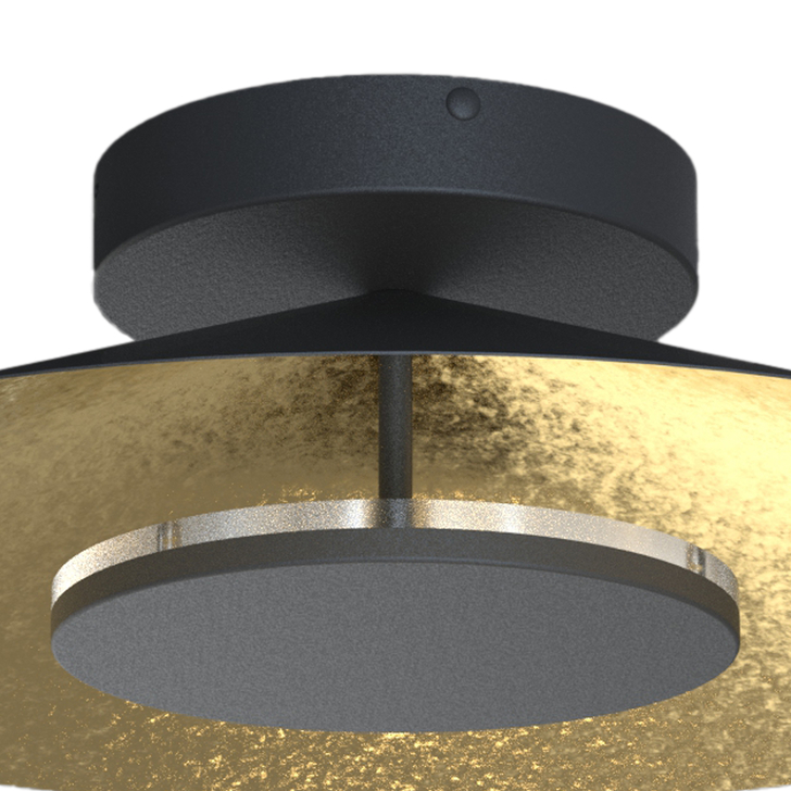 Mantra Orion Large LED Round Flush Ceiling Light Black With Gold Leaf - 3000K