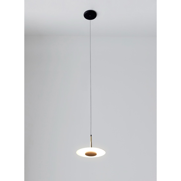 Mantra Orion Single LED Pendant Light Black & Antique Brass - 3000K